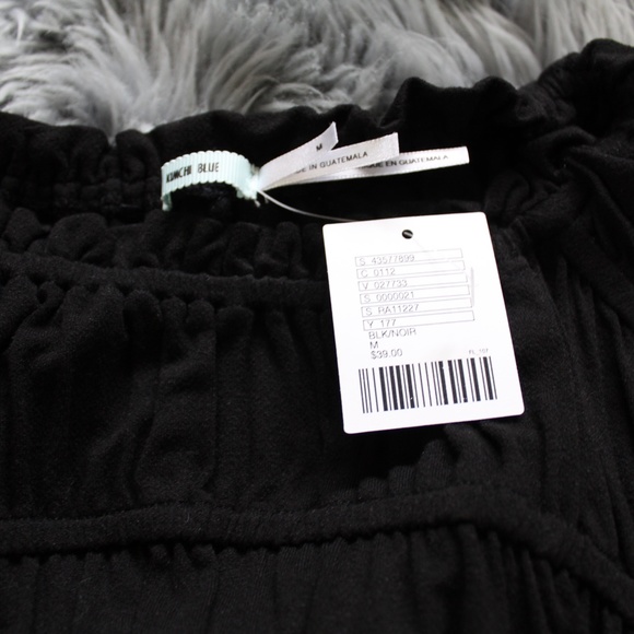 Kiminchi Blue Black Peplum Top NWT - Picture 4 of 4